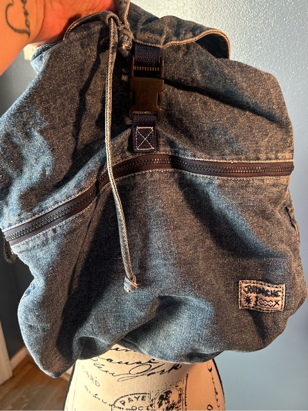 Jordache Denim Drawstring Backpack - Picture 4 of 14